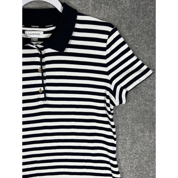 Calvin Klein‎ CK Striped Polo Shirt Dress Womens Size Large Blue White Pink - Picture 5 of 15